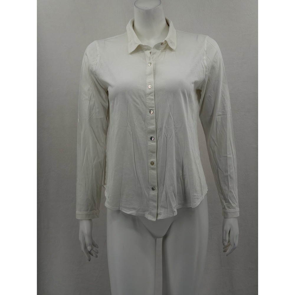 Eileen Fisher Top Womens Small White Button Up Sheer Organic Cotton Minimalist